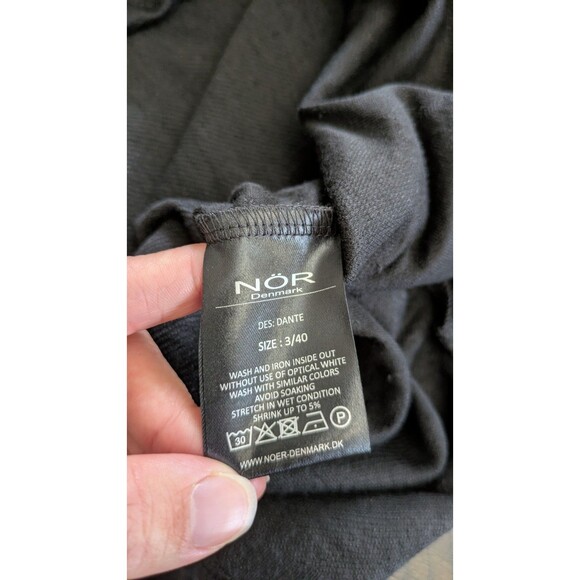 Nor Denmark Cowl Neck Dress Textured Designer Black Artsy Long Sleeve Midi US M - Picture 10 of 12